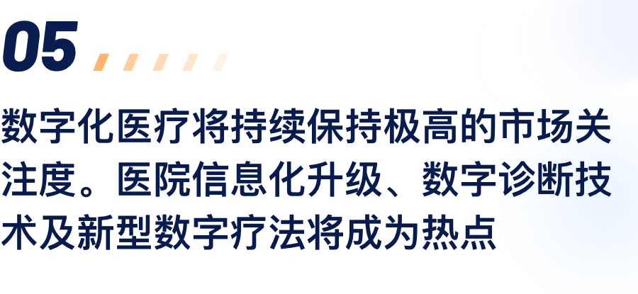 数字化医疗将一连坚持极高的市场关注度。。。。。。医院信息化升级、数字诊断手艺及新型数字疗法将成为热门.png